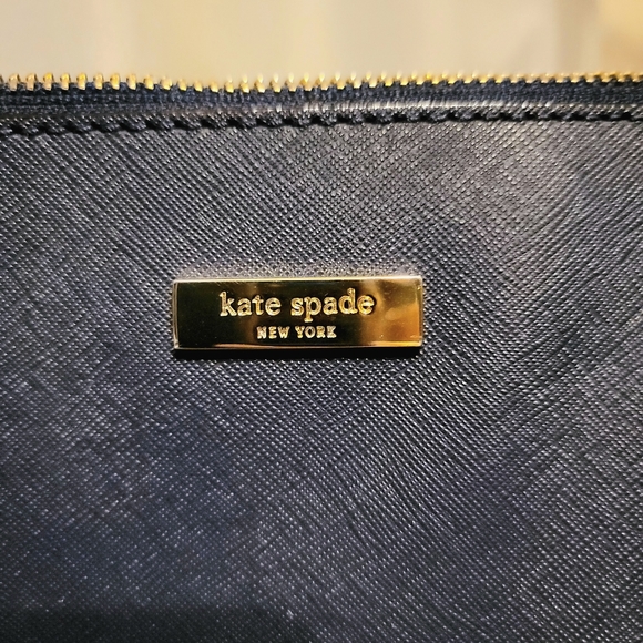Kate spade leather blue navy bag with gold details - Picture 2 of 4